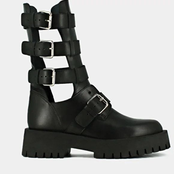 Jonak Size 8 Women's Black Strappy Boots - Picture 9 of 10